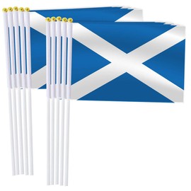 25 Pack Scotland Handheld Small Flag,Mini Scots Hand Held Miniature Stick Decor