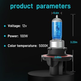 XFLHEHD F250 Halogen Headlight Bulbs Fits For 2005-2020 Ford F250 Halogen High Low Beam Combo, Ultra Bright 5000K White Bulbs, 12V-100W, Pack of 2