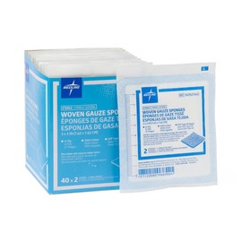 Medline Sterile 100% Cotton Woven Gauze Sponges, 3" x 3", 12-Ply, Ideal for Wound Dressing and General Cleaning, 2/Packs, Pack of 40