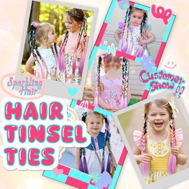 Rainbow Ponytail Extensions With Hair Tie 2 Packs 50g/Pack Coloured Hair Extensions for Braiding 24 inch Colorful Ombre Mermaid Pony Tail Synthetic Hair Extensions for Girl Women S22