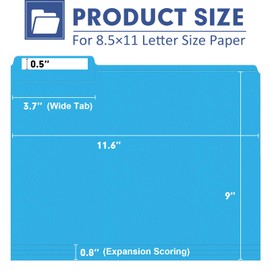 File Folder, PANDRI 120 Pack Colored File Folder, 1/3 Cut Tab, Letter Size, Assorted 6 Colors Filing Folder for Office School Business