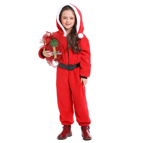 yolsun Kids Onesie Santa Costume, Cute Christmas Costume Cosplay for Boys&Girls（santa, Large）