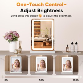 Sweetcrispy 17"x13" LED Vanity Mirror with Lights, Dimmable 3 Color Modes Makeup Mirror with Memory Function, USB Charging, Aluminum Frame, Lighted Mirror for Desk or Bedroom