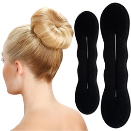 HINZIC 2pcs Hair Bun Makers, 2 Sizes Black Hair Donut Bun Updo Shaper, Non-Slip Soft Lazy Sponge Hair Curler Updo Hairstyling Accessories for Women Daily, Work, Wedding