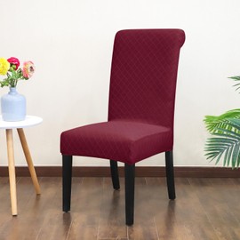 SPRINGRICO 4 Pack Dining Room Chair Covers with seat Belt, Stretch Parsons Chair Slipcover Washable Christmas Dining Chair Cover Removable Seat Protector Set of 4, S2- Wine Red