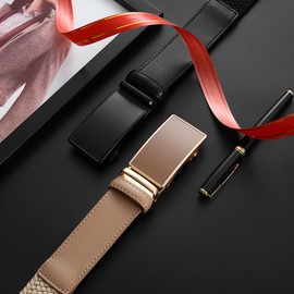 Men's Elastic Leather Ratchet Belt, 2 PACK Braided Stretch Belt, Woven Belt, casual Fabric Belt, Tight Performed Stretch Design Width 1 3/8" for golf pants jeans