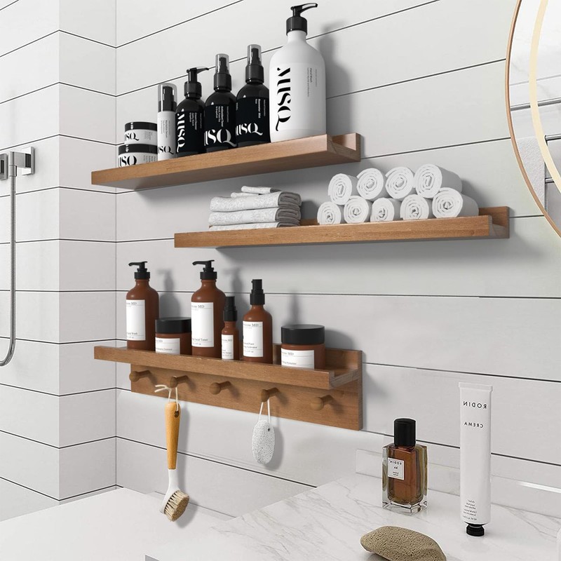 MBYD 24 Inch Floating Shelves, Picture Ledge Shelf, Natural Wood