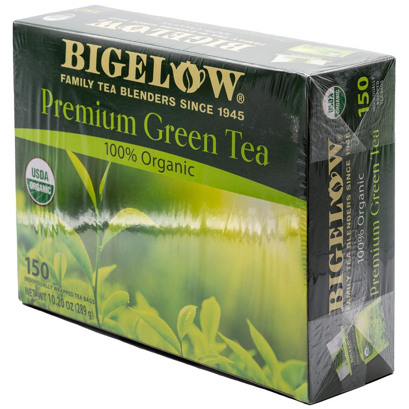 Bigelow Premium 100-Percent Organic Green Tea 150-Count Box, Individually Wrapped