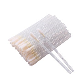 CAIYA 50 Pack Crystal Wand Disposable Lip Brushes, Lip Makeup Brushes Beauty Tool Kits, Lipstick Lip Gloss Applicator for Appling Lip Oil, Lipstick, Lash Extension, Nail Polish, Eyeshadow (Silver)