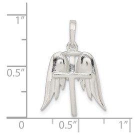 JewelryWeb 19mm 925 Sterling Silver Polished Angel Wings and Religious Faith Cross Pendant Necklace-Pendant for Women