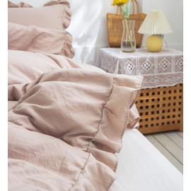 Merryword Cute Pillowcases Taupe Pillow Shams Tan Ruffle Standard Pillowcases Set of 2 Shabby Chic Ruffled Fringe Design Taupe Grey Pillowcases 2 Pack (Queen (20''x30''), Taupe)