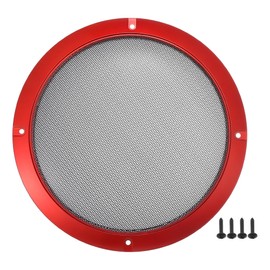 A ABSOPRO 8 Inch Car Speaker Mesh Cover Round with Screws Red - Pack of 1