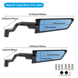 Xintre Large Motorcycle Mirrors Anti-glare Rotating Stealth Mirrors Motorcycle Wind Wing Side Rear View Mirror Compatible with Duke 390 250 Yamaha MT-07 Kawasaki Z400 Z650 Z900 Z1000 GSX-S1000 etc