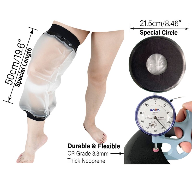 Meydoja Knee Cast Shower Cover Large Size, Waterproof Knee Shower