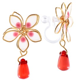 SCIOLTO Women's Earrings, Cherry Blossom Earrings, Set of 2, Flowers, Stylish, Cute, Swinging Jewelry