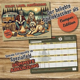 City Country Abbreviation Camper Edition A4 | Party Game | Family Game | City Country River | Game Block | Gift Idea