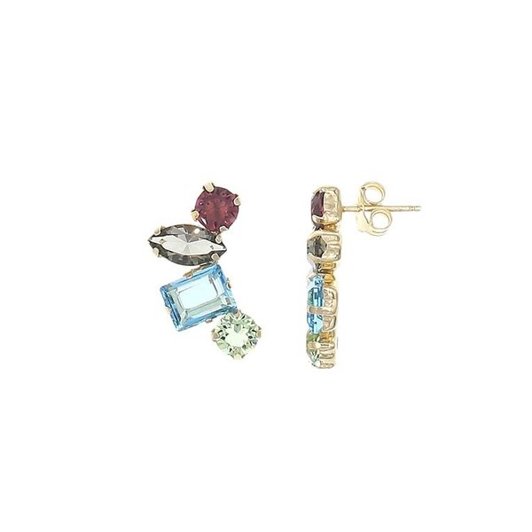 BIZZARRO Aretes De Plata Dorada Con Piedras De Colores Modelo