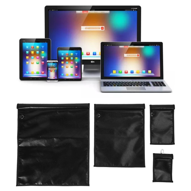 4Pcs Faraday Bag Black Portable Fireproof Waterproof Safe Reliable Faraday