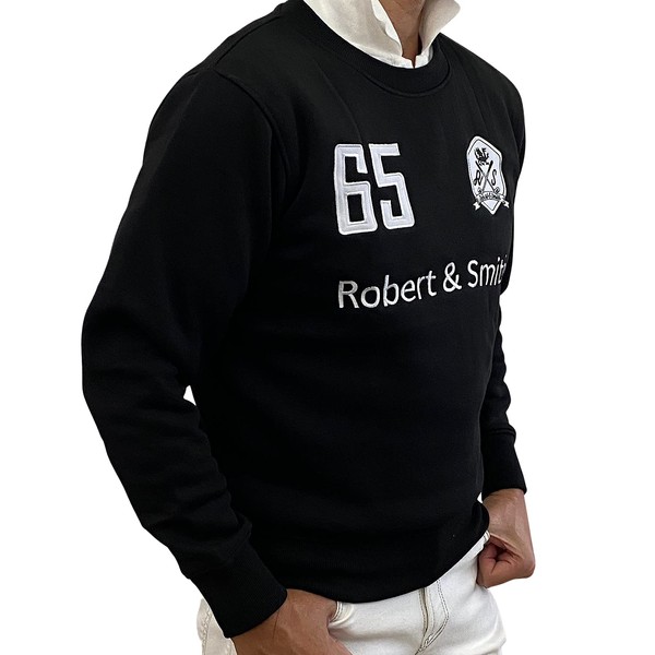 Robert & Smith Golf Wear, Men's, Winter, Sweatshirt, Loungewear, Standard Fit, Fleece-Lined, Long Sleeve, Black