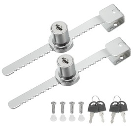 PATIKIL Glass Cabinet Lock, 2Pcs Keyed Different Zinc Alloy Single Swing Showcase Lock No Drill Glass Door Lock for 6mm Glass Door, Silver