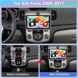 Podofo 2+64G Upgrade Car Stereo for KIA Forte 2009-2017 in Dash Navigation Unit with Wireless Apple Carplay Android Auto,9" Touchscreen Car Radio Head Unit with Bluetooth/GPS/WiFi/FM&RDS+Backup Camera