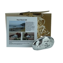 18th Anniversary You are My Rock Gift Idea - Solid Metal Heavy Polished Rock Gift for 18 Year Anniversary Silver