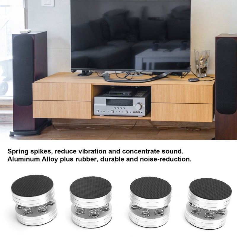 4PCS Spring Speaker Spikes Sound Dampening Feet for HiFi Amplifier/Speaker/Turntable/PlayerSilver