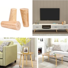 Goomp Pack of 4 12 cm Furniture Feet, Wooden Furniture Legs, Solid Wood Conical Legs Made of Oak for Chairs Sofa Bed Cabinet Couch Chair