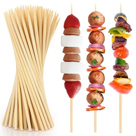 300 Pcs 16 inch Natural Bamboo Skewers, Φ=4mm, PEOUWNES Food Sticks for Appetiser, BBQ, Fruit，Cocktail, Grilling Kebabs, Bouquet, Chocolate Fountain, Corn Dog, Kitchen, Barbecue, Crafting and Party