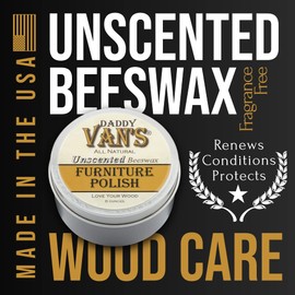 Daddy Van's Daddy Van's All Natural Unscented Beeswax Furniture Polish - Food Safe Wood Conditioning Salve Nourishes and Protects Furniture, Cabinets, Antiques and Butcher Block