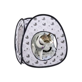 Andiker Cat Pop Up Tent, 3 Holes Safe and Strong Cute Cat Tunnel Collapsible Easy to Carry Cat House for Indoor Cats Kittens Hiding Playing Training Sleeping (Tent Black)