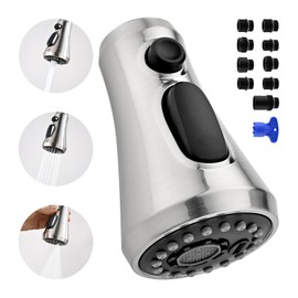 VFAUOSIT Kitchen Faucet Head Replacement, 3-Mode (Blade Spray) Pull Down Kitchen Sink Faucet Sprayer Head with 9 Adapters for Moen, Delta Faucets-American Standard, Brushed Nickel Faucet Spray Nozzle