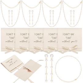 Landical 8 Sets Bridesmaids Pearl Jewelry Set Bridesmaid Proposal Gift Bridesmaids Jewelry Pouch with Bow Tie I Can't Say I Do Without You Wedding Bridesmaids Gifts(Beige)