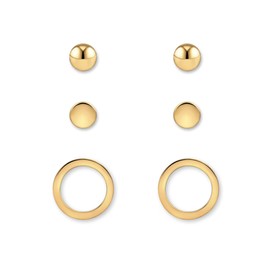 Stud Earrings Set for Women - Three Skin-friendly Stud Earrings in Silver, Gold or Rose Gold I Earrings with 18 K Gold Plating Including Gift Box, Stainless Steel, No Gemstone