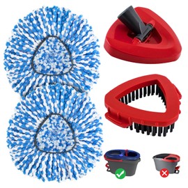Mop Replacement Heads for O Cedar RinseClean 2 Tank System,2 Microfiber Mops Head Refills,1 Scrubber Mops Head and 1 Mopp Base Combo Set for O-Cedar 2 Tank,MOp Replace Heads for Wet/Dry Floor Cleaning