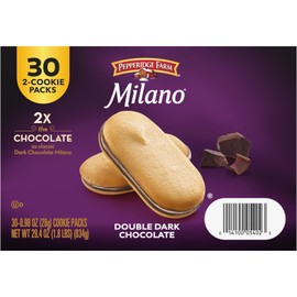 Pepperidge Farm, Milano, Cookies, Double Dark Chocolate, 29.4 oz, Multi-pack, 30 count - 0.98 OZ (28g) Cookie Packs
