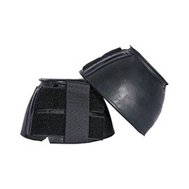 Dura-Tech Weighted Bell Boots for Horses | Removable 5 oz. Lead Weights | Smooth Rubber Protection | Double Hook & Loop Closure | Color Black | Size Large