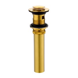 Luxier DS04-TG 1-1/2 in. Brass Bathroom and Vessel Sink Push Pop-Up Drain Stopper with Overflow in Brushed Gold