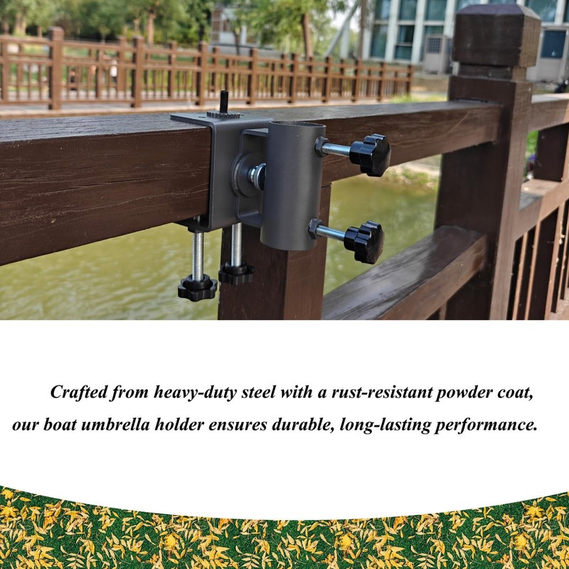 WujinJoy Heavy-Duty Patio Umbrella Clamp Stand - Adjustable Metal Umbrella