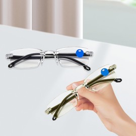 panthra 4 Presbyopic Glasses, Smart Zoom Glasses, with Box and Cloth, Smart Zoom Technology, Comfortable Nose Pads, Tough Frames, Suitable for Daily Office Study (White + Yellow)