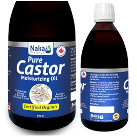 Naka Platinum Pure Certified ORGANIC Expeller Pressed CASTOR Oil - Moisturizes, Softens and Nourishes Skin, Hair and Nails - 500 ml