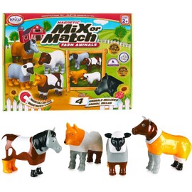 POPULAR PLAYTHINGS Magnetic Mix or Match Farm Animals Toy Play Set, 16 Pieces