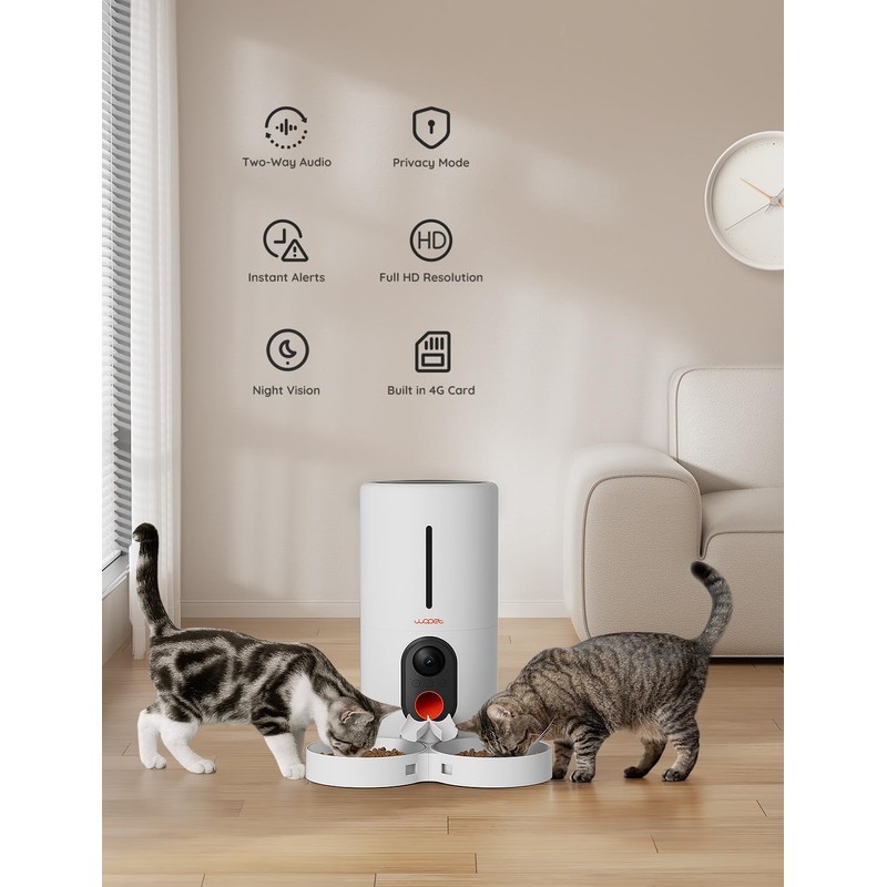 WOPET Automatic Cat Feeder with Camera for Two Cats, 6L