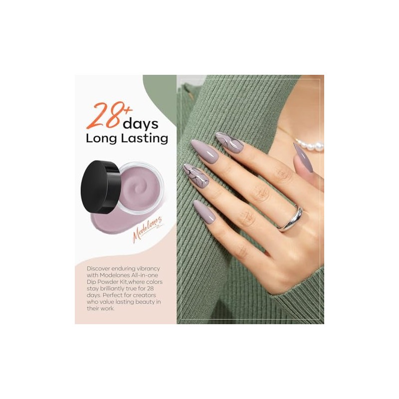 Modelones Kit Piezas Polvo Inmersión Uñas Colores Otoño Naranja Marrón