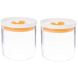 Toyo Sasaki Glass Kitchen Deli Keeper, Storage Container, Made in Japan, Orange, M B-60801-OR-JAN 2 Pieces, Approx. 4.0 x 4.3 inches (10.1 x 11 cm)