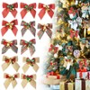 STCRERAG Pack of 12 Christmas Bows Hessian Ribbon Bows for