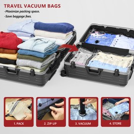 15 Pack Travel Vacuum Storage Bags for Clothing with Rechargeable Electric Pump, Compression Packing Cubes Organizer for Luggage Suitcase, Space Saver Seal Bags for Vacation Cruise