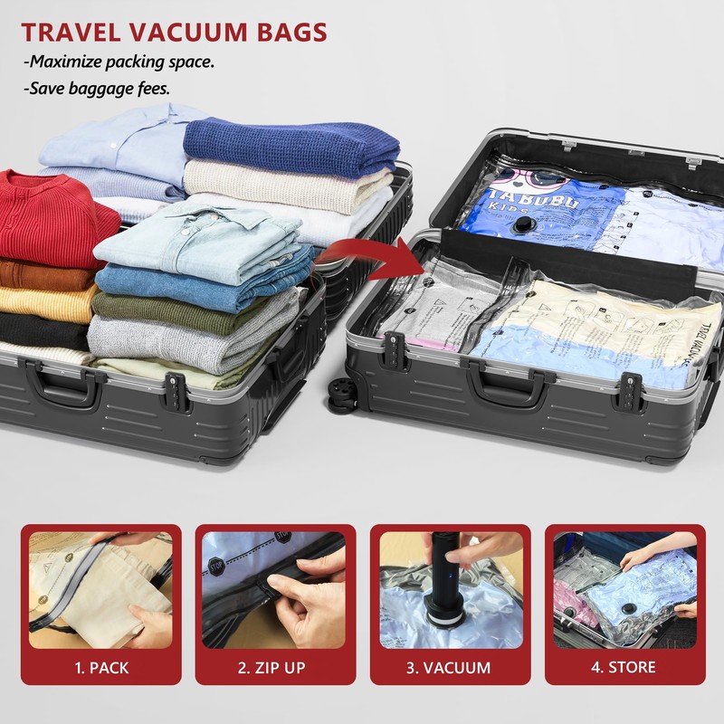15 Pack Travel Vacuum Storage Bags for Clothing with Rechargeable
