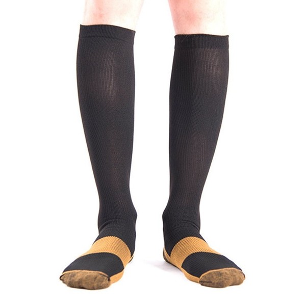 MojaSports Graduated Compression Socks (1 Pair) Athletic Medical Use for Men Women (Copper/Black, "XX-Large")