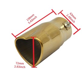 Heart Shaped Auto Stainless Steel Gold Rear Exhaust Pipe Tail Muffler Tip